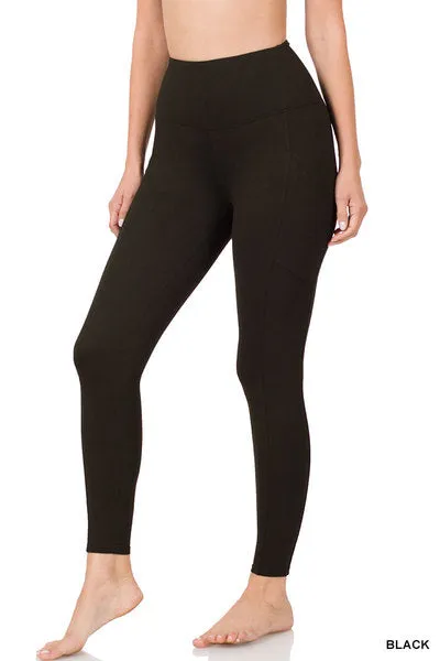 BRUSHED MICROFIBER LEGGINGS WITH POCKETS