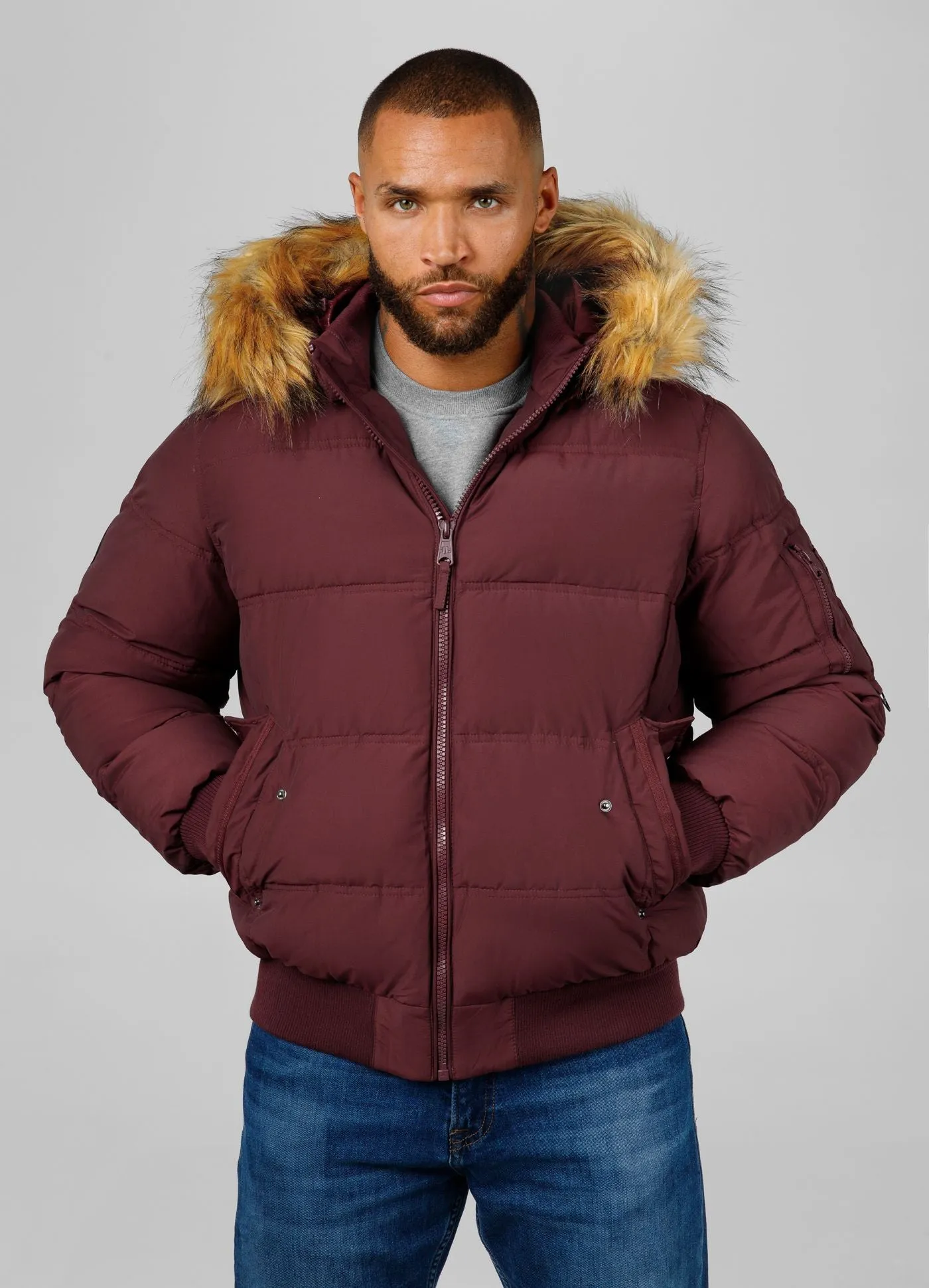 Burnt Hooded Jacket - Burgundy