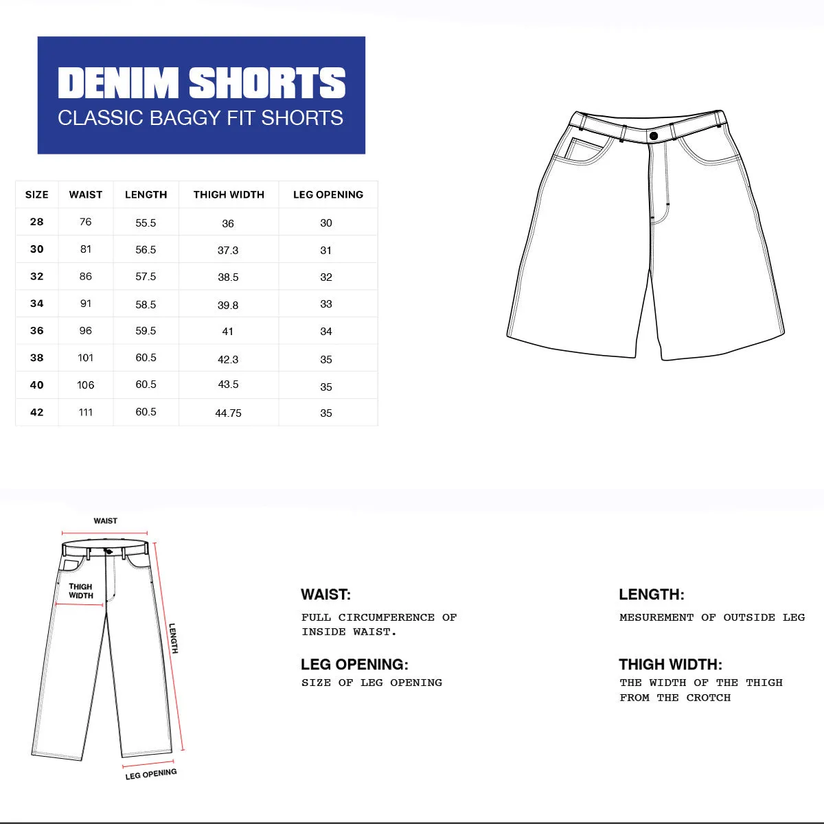 Butter Goods - Baggy Denim Shorts Washed Indigo