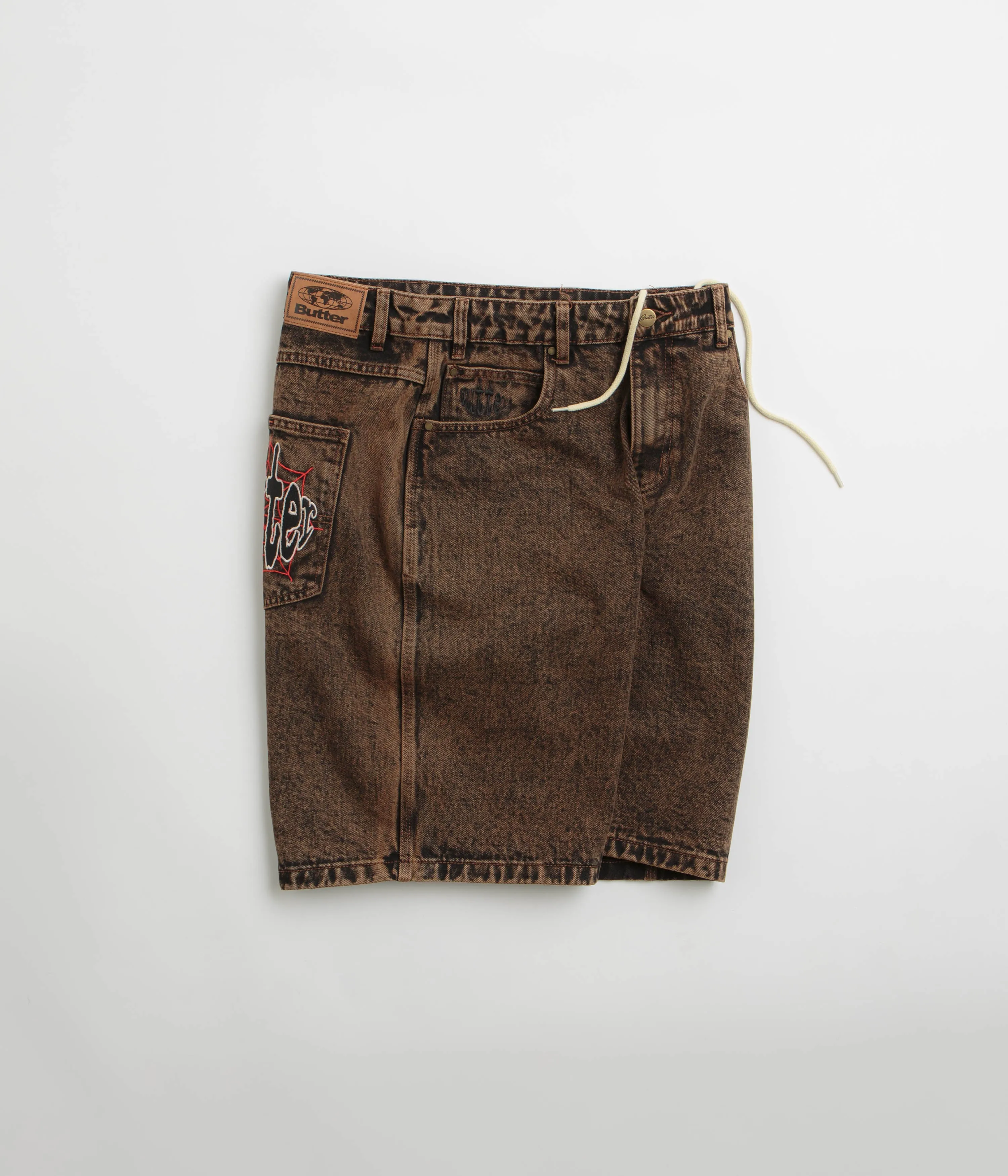 Butter Goods Spider Denim Shorts - Acid Brown
