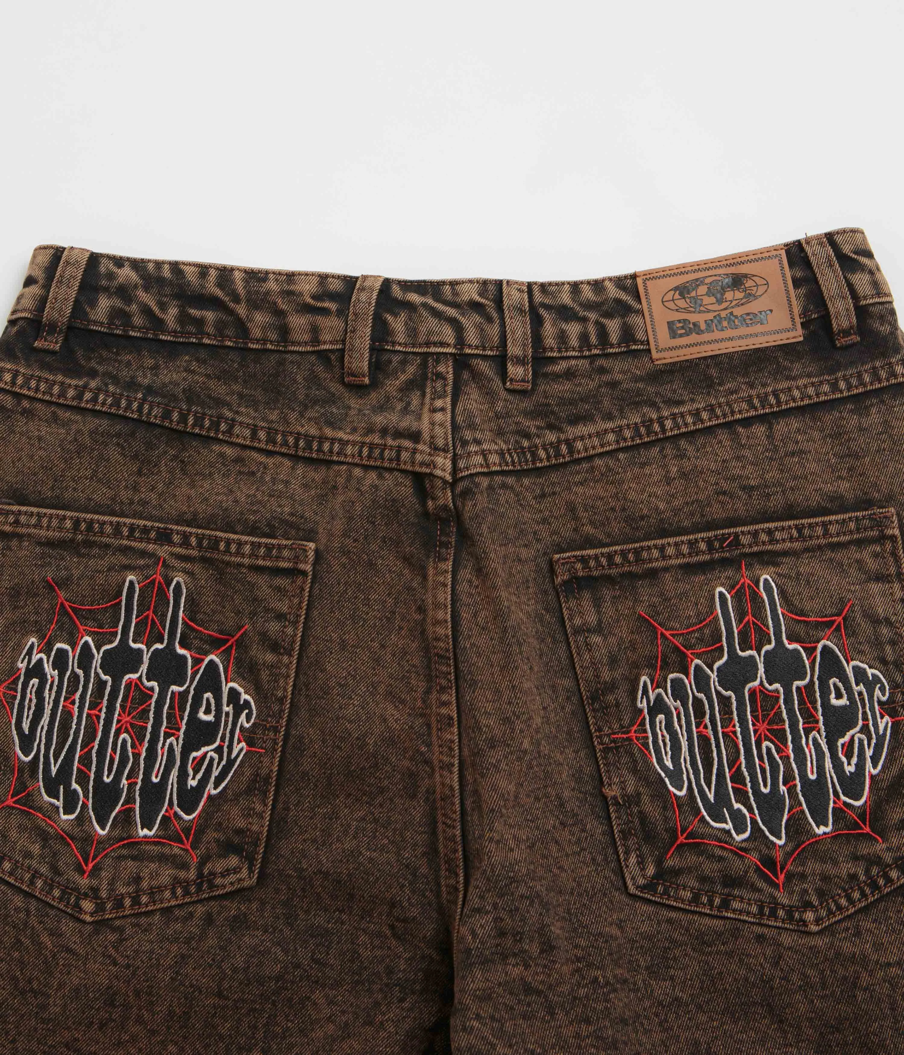 Butter Goods Spider Denim Shorts - Acid Brown