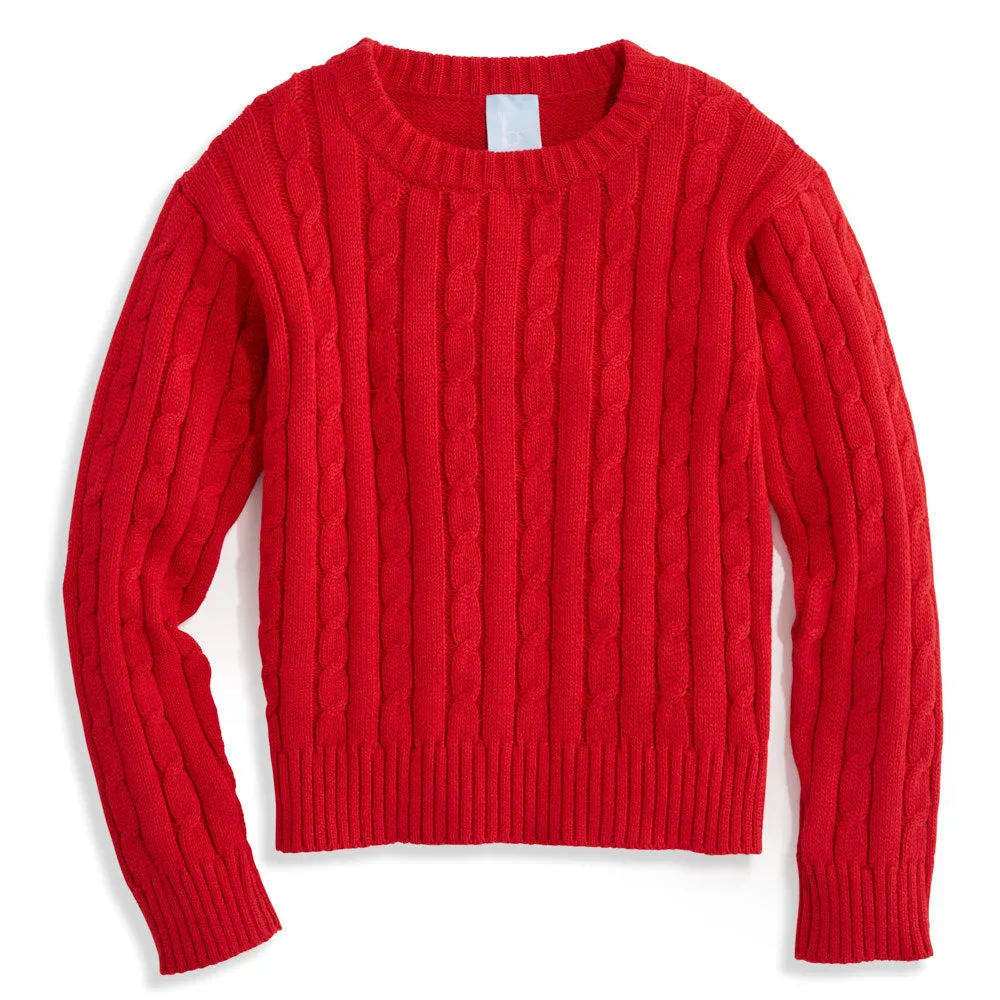 Cableknit Pullover -- Red
