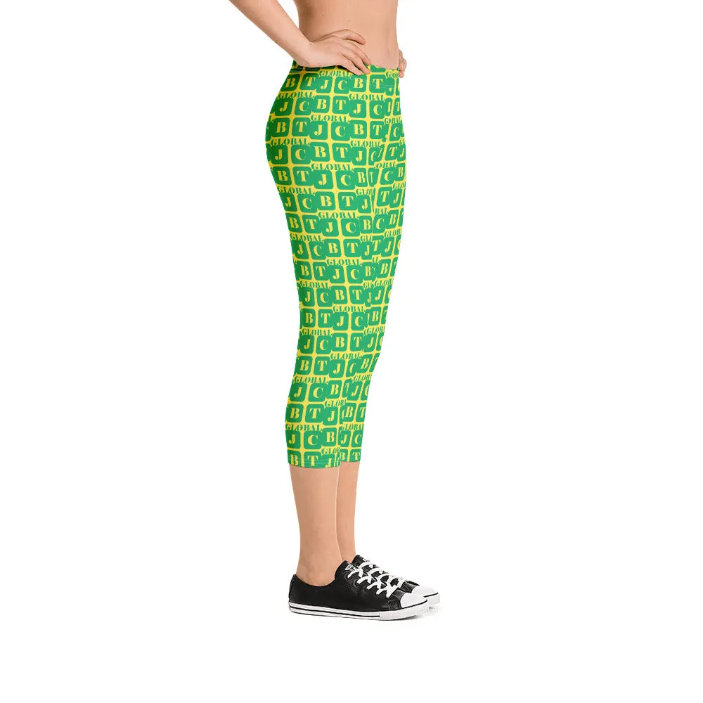 Capri Leggings "2023-0401 Yellow (Green Logo)"