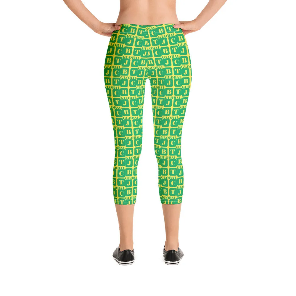 Capri Leggings "2023-0401 Yellow (Green Logo)"