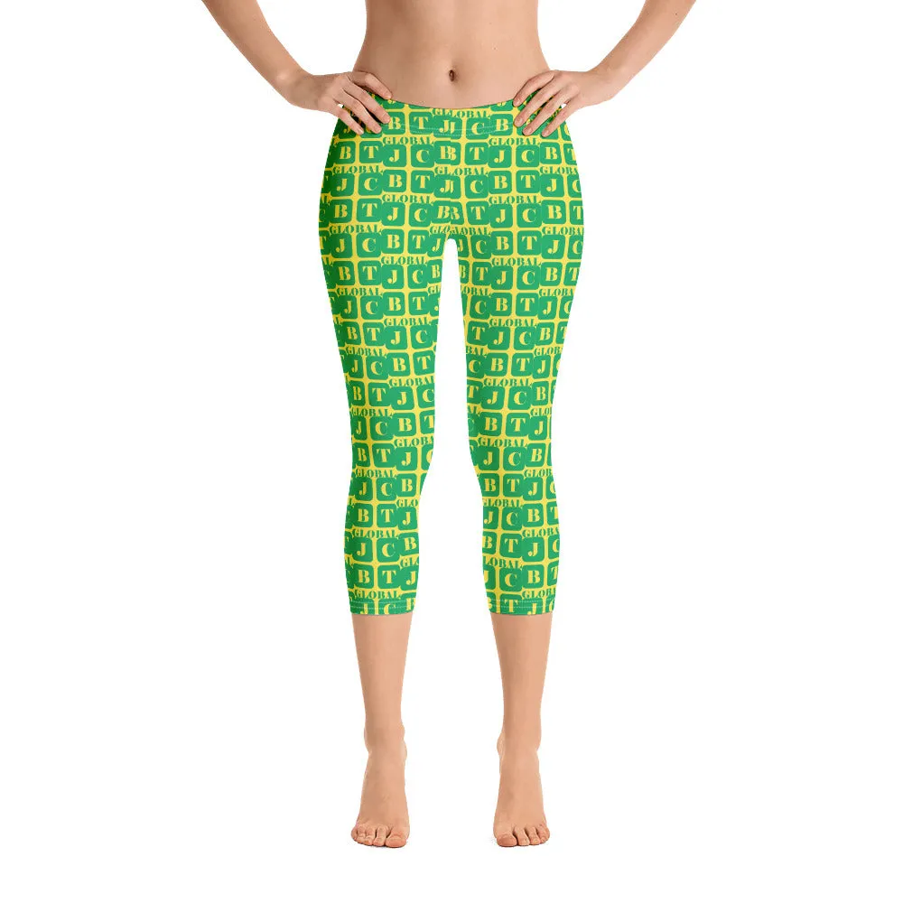 Capri Leggings "2023-0401 Yellow (Green Logo)"