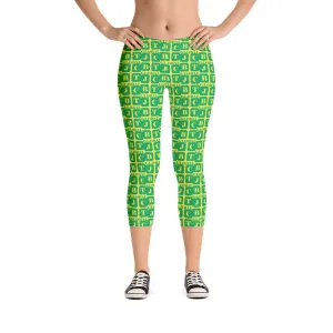 Capri Leggings "2023-0401 Yellow (Green Logo)"