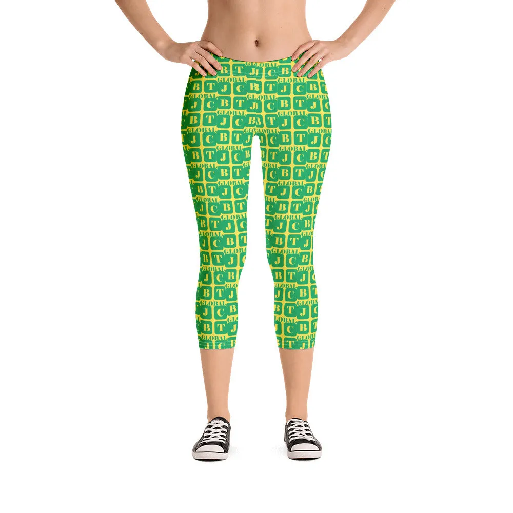 Capri Leggings "2023-0401 Yellow (Green Logo)"