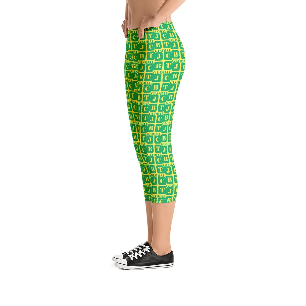 Capri Leggings "2023-0401 Yellow (Green Logo)"