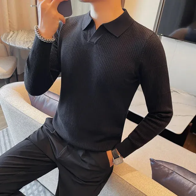 Casual Long Sleeve V-neck Knitted Pullover