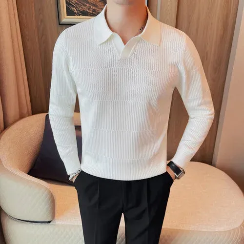 Casual Long Sleeve V-neck Knitted Pullover