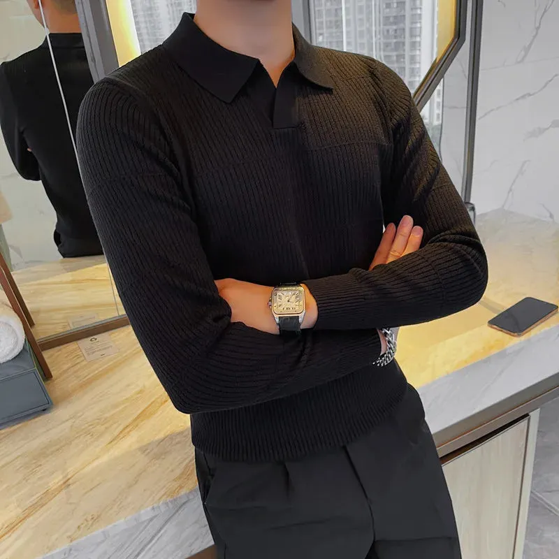 Casual Long Sleeve V-neck Knitted Pullover
