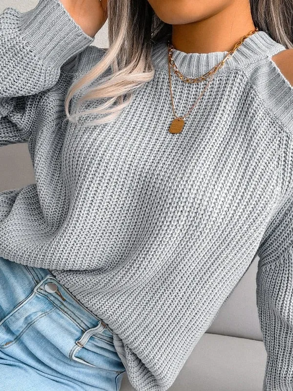 Casual Off The Shoulder Blouse Tops Knitted Sweater