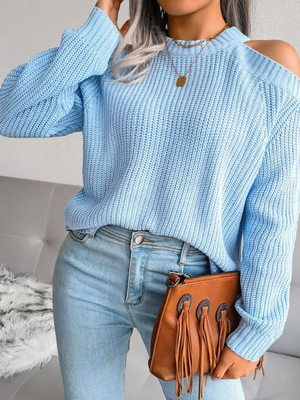 Casual Off The Shoulder Blouse Tops Knitted Sweater
