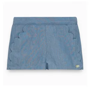 Chambray Scalloped Shorts
