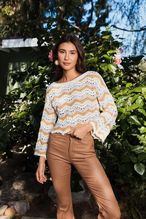 Chevron Chic Flare Crop Tops.