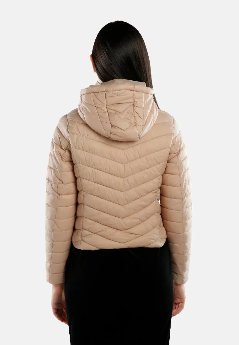 Chevron Pattern Puffer Hoodie