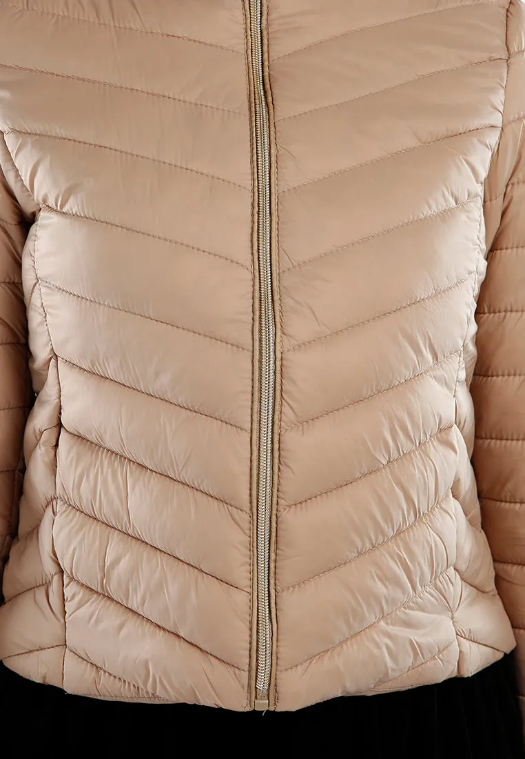 Chevron Pattern Puffer Hoodie