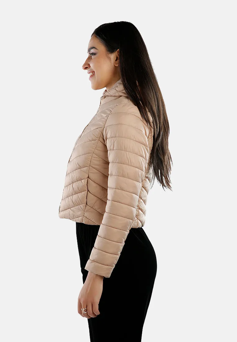 Chevron Pattern Puffer Hoodie