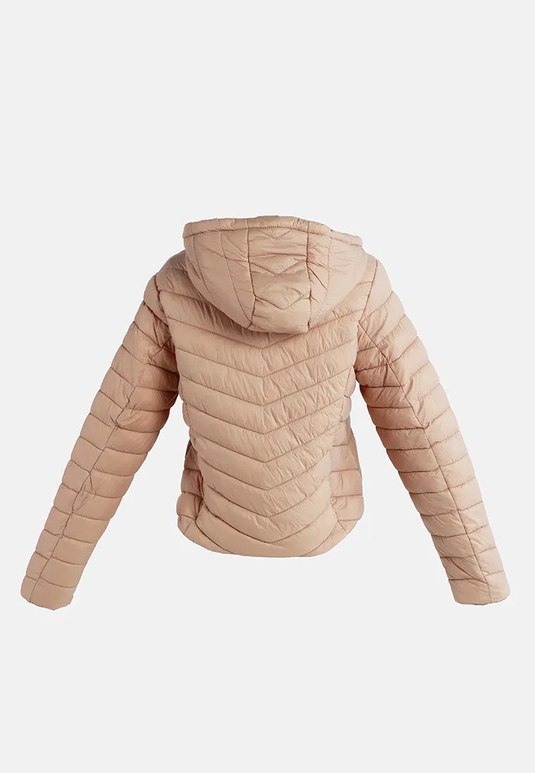 Chevron Pattern Puffer Hoodie