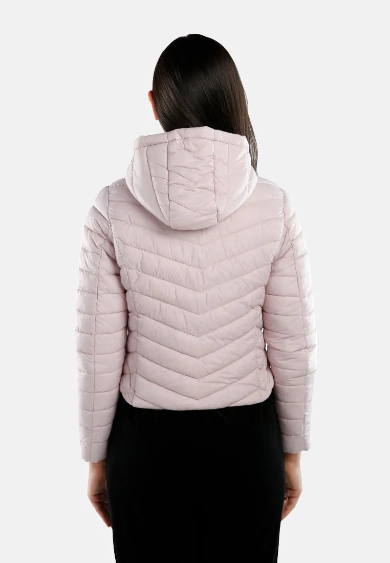 Chevron Pattern Puffer Hoodie