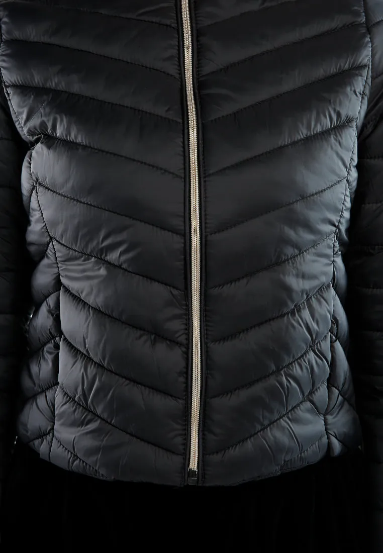 Chevron Pattern Puffer Hoodie