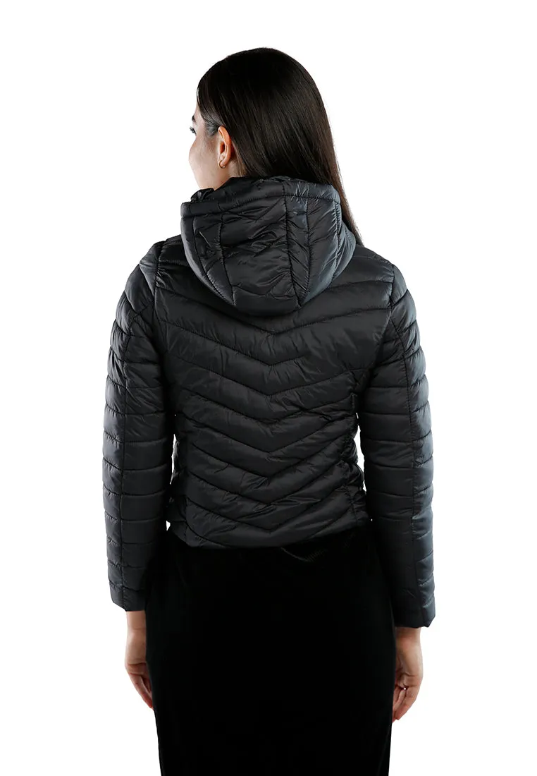 Chevron Pattern Puffer Hoodie