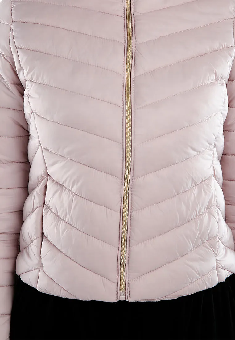 Chevron Pattern Puffer Hoodie
