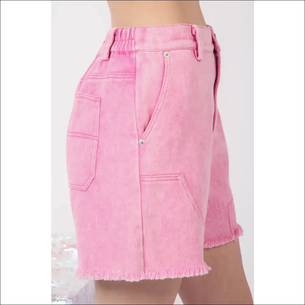 Chic Washed Raw Hem Denim Shorts