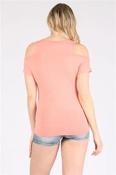 Cold Shoulder Rayon Top Coral - Pack of 6