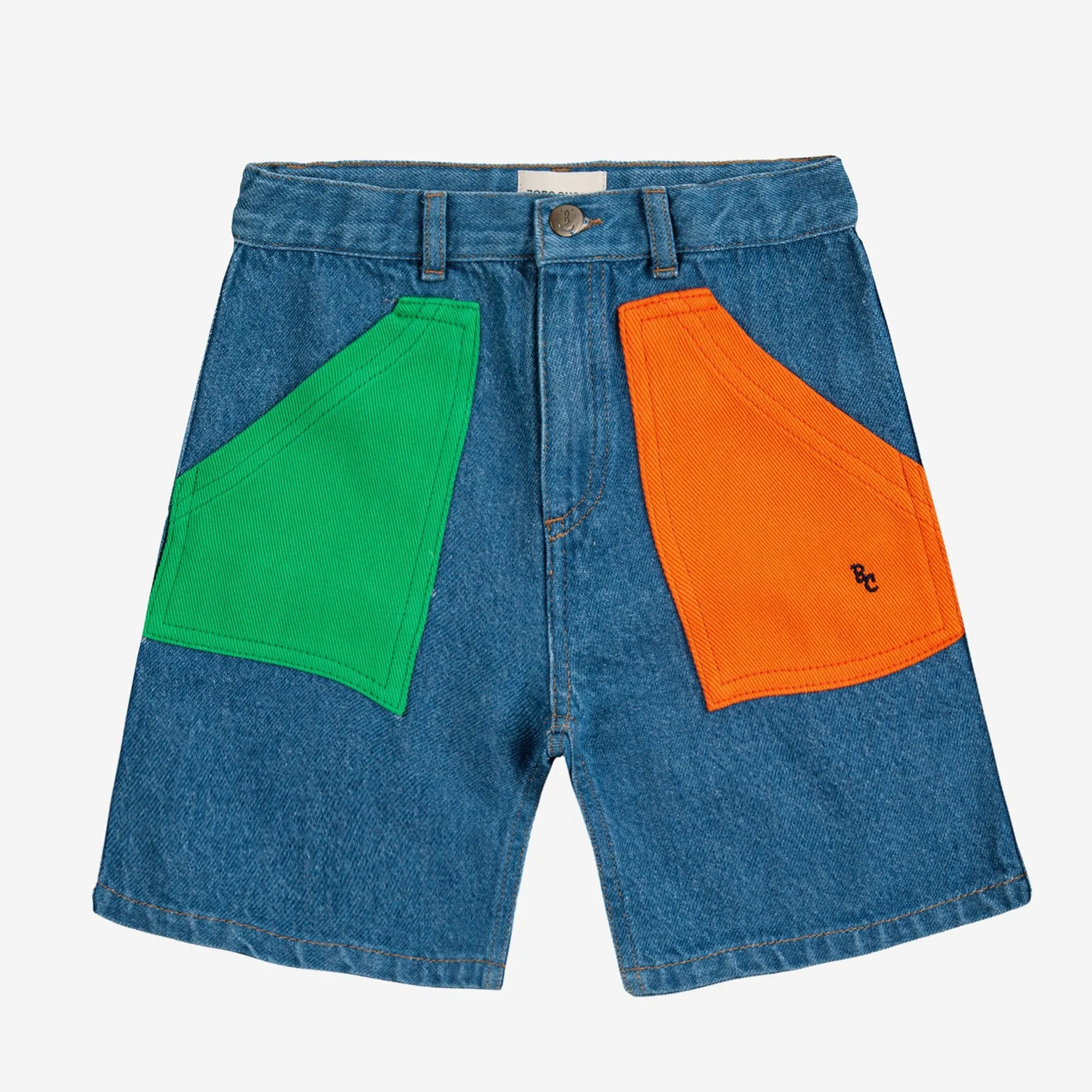 Colour Block Denim Bermuda Shorts by Bobo Choses