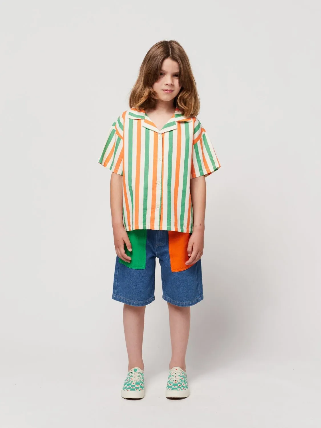 Colour Block Denim Bermuda Shorts by Bobo Choses