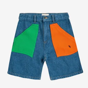 Colour Block Denim Bermuda Shorts by Bobo Choses