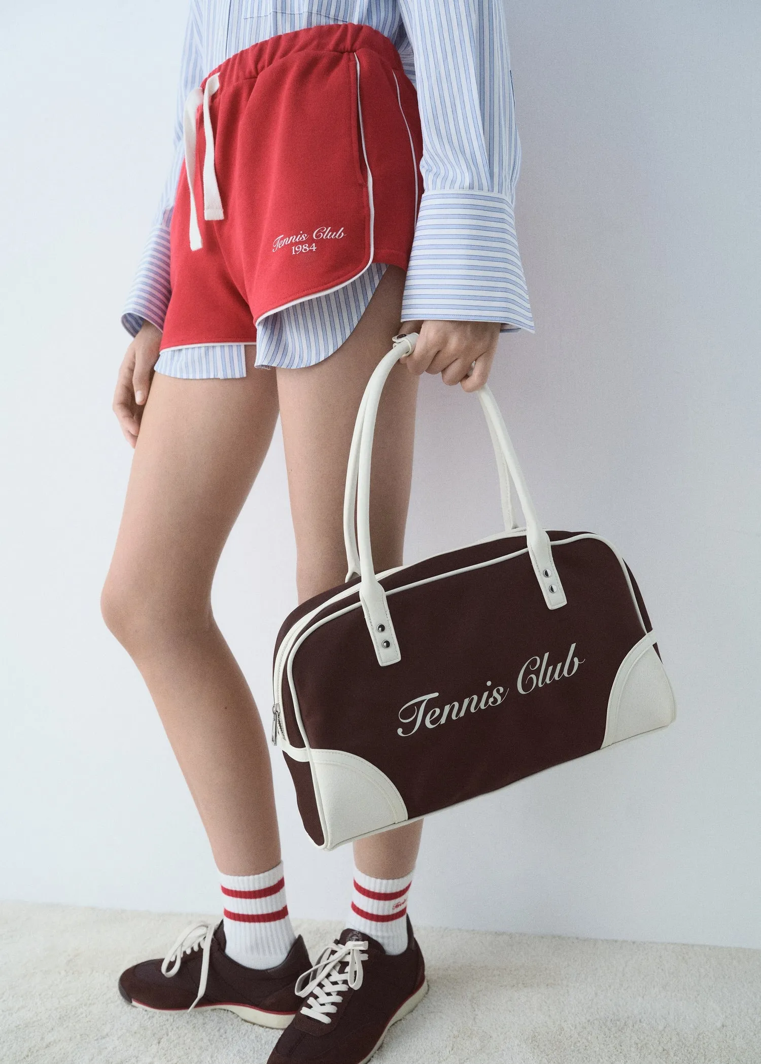 Cotton shorts with printed message