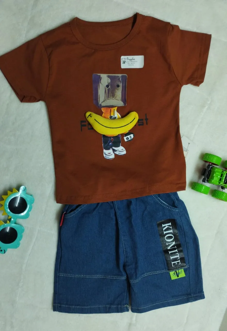 Cotton T-shirt AND DENIM SHORTS SET