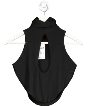 Coucoo Black Roll Neck Cut Out Crop Top UK S