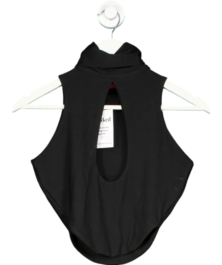 Coucoo Black Roll Neck Cut Out Crop Top UK S