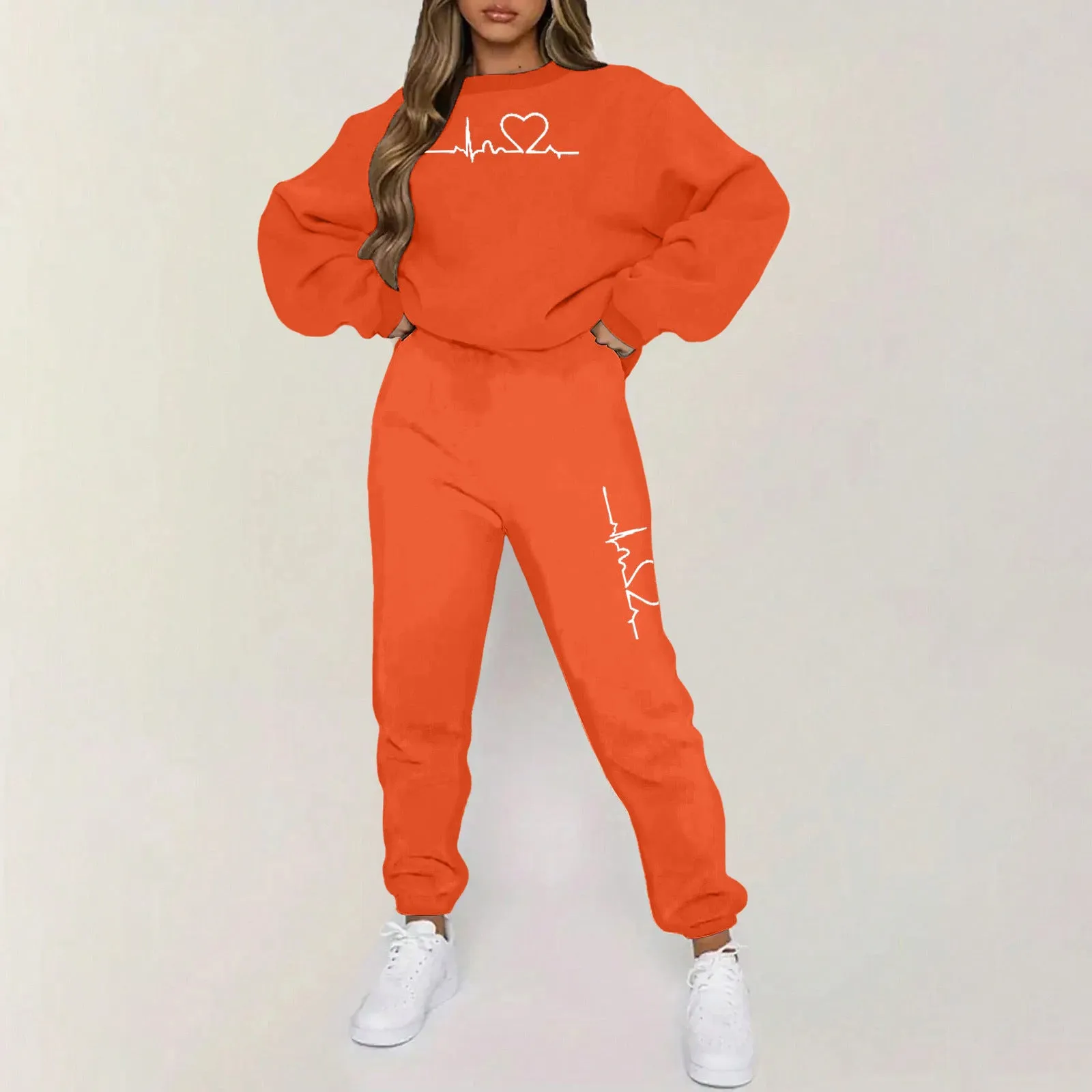 Couple Print Sports Hooded Fleece-lined Sweaters Women's Clothing