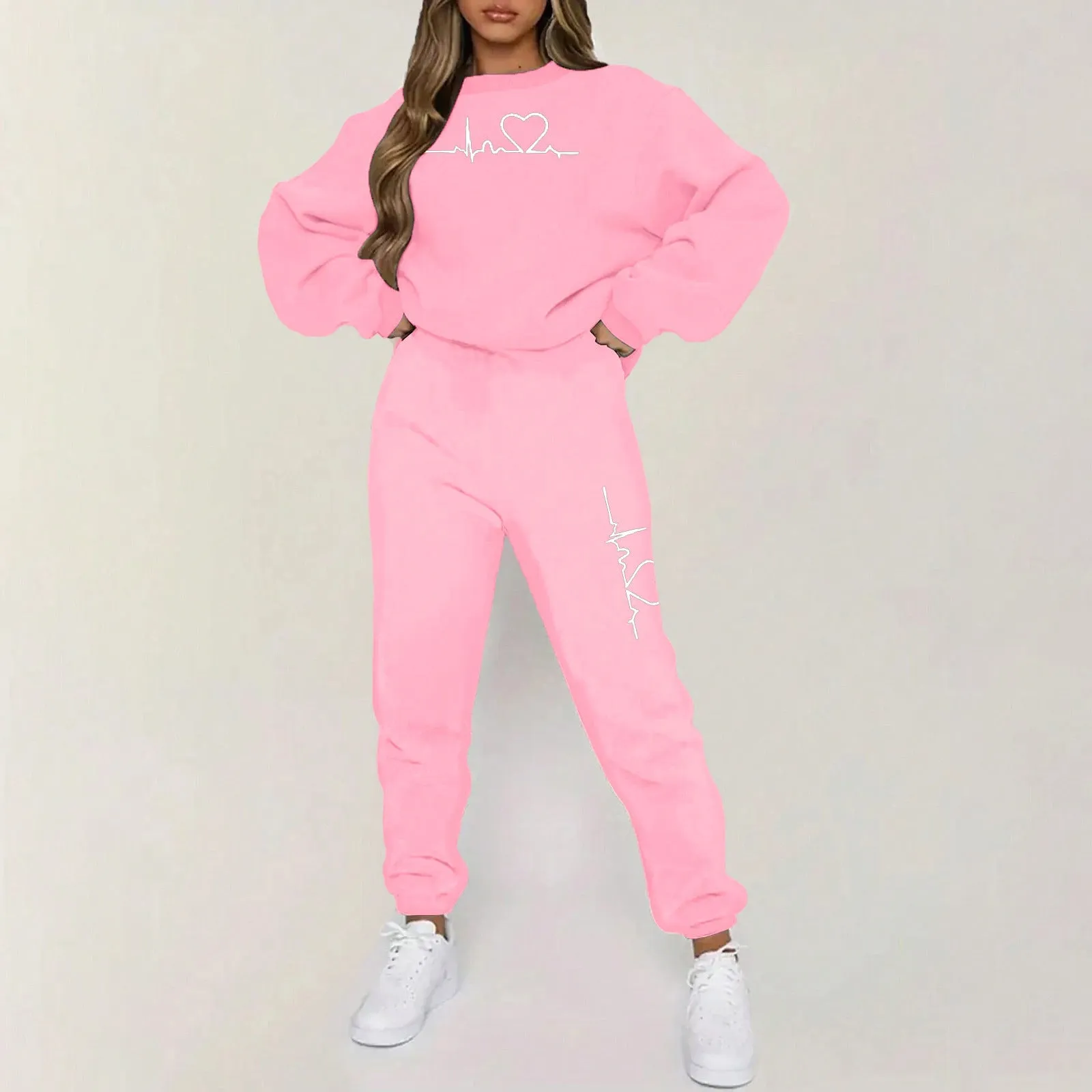 Couple Print Sports Hooded Fleece-lined Sweaters Women's Clothing
