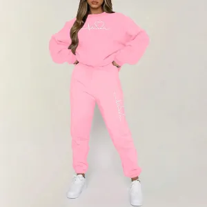 Couple Print Sports Hooded Fleece-lined Sweaters Women's Clothing