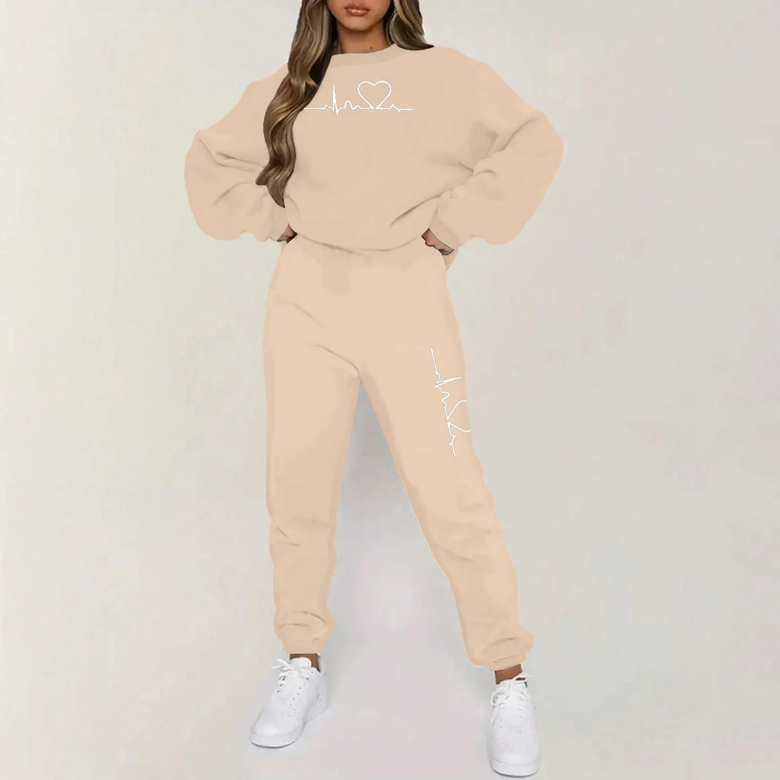 Couple Print Sports Hooded Fleece-lined Sweaters Women's Clothing