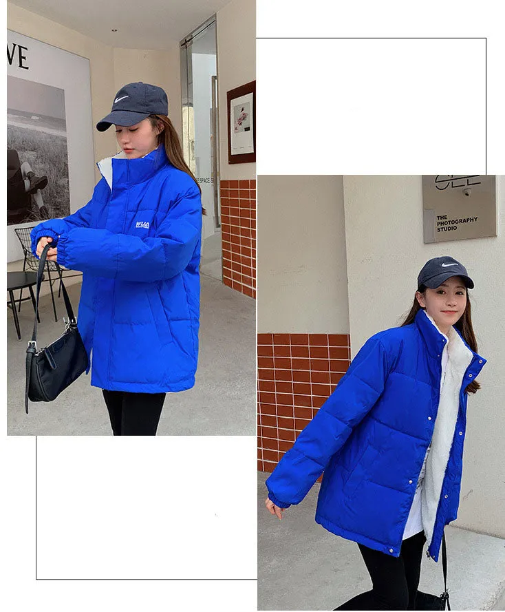 Cozy Thickened Quilted Puffer Jacket with Full Zip and Elastic Band Cuff