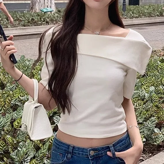 Cream Off-Shoulder Detailed Knit Top