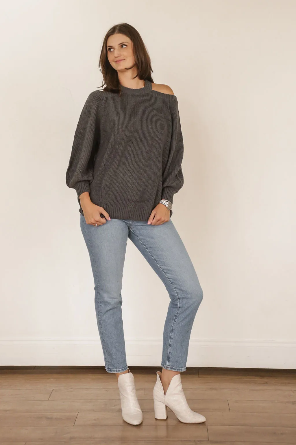 Criss Cross Sweater (Charcoal)