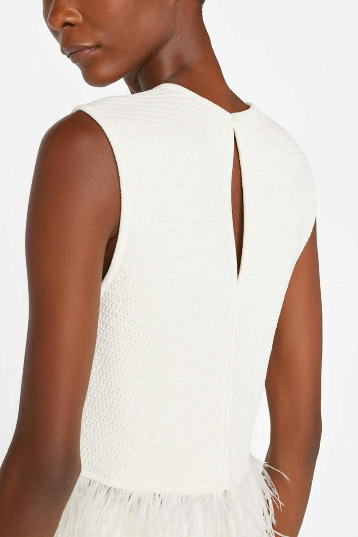 Crochet Feather Top in Off White