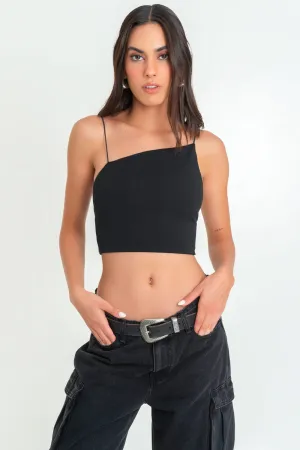 Crop top tirantes escote diagonal