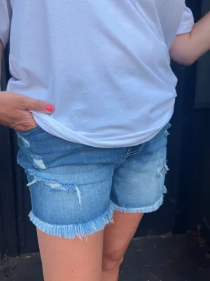 Curvy Blue Daisy Short