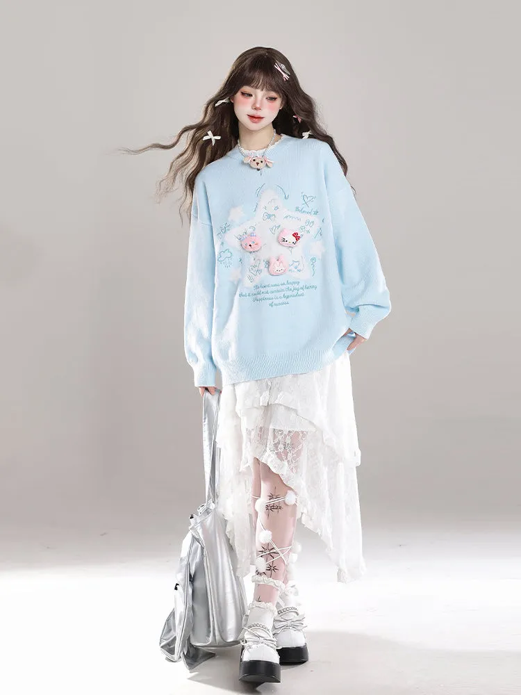 Cute Soft Pullover Sweater Loose Knitwear
