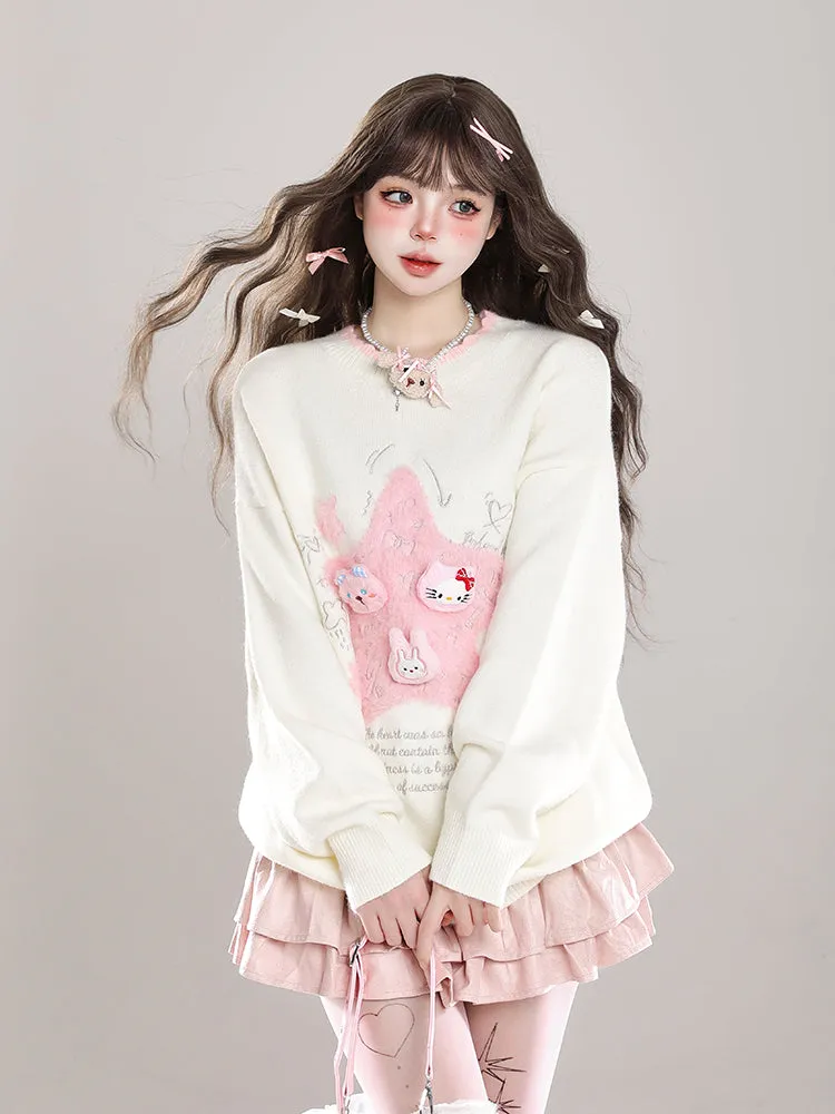 Cute Soft Pullover Sweater Loose Knitwear