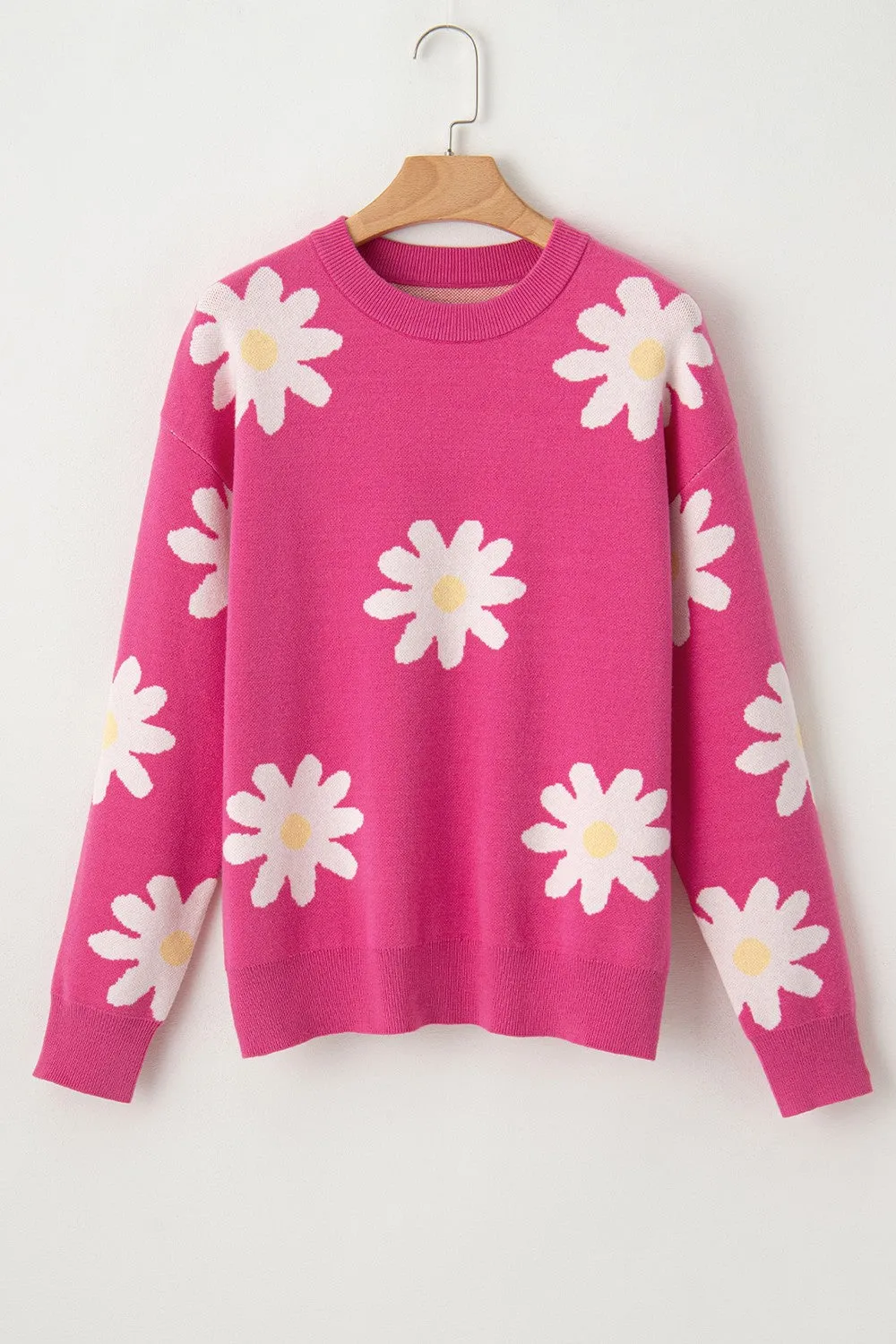 Daisy Round Neck Dropped Shoulder Sweater