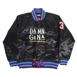 DAMN GINA MARTIN SATIN JACKET BLACK/PURPLE